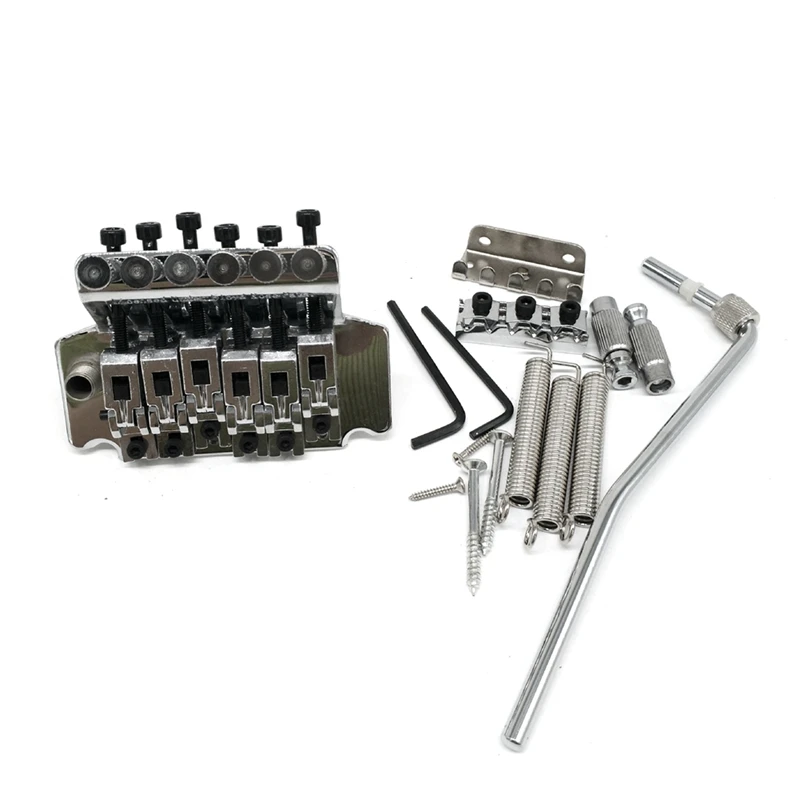 AA79 New Electric Guitar Double Locking Vibrato System, 6-String Base, R2 42/R3 43Mm Nut, Chrome Plated Silver
AA79 New Electric Guitar Double Locking Vibrato System, 6-String Base, R2 42/R3 43Mm Nut, Chrome Plated Silver