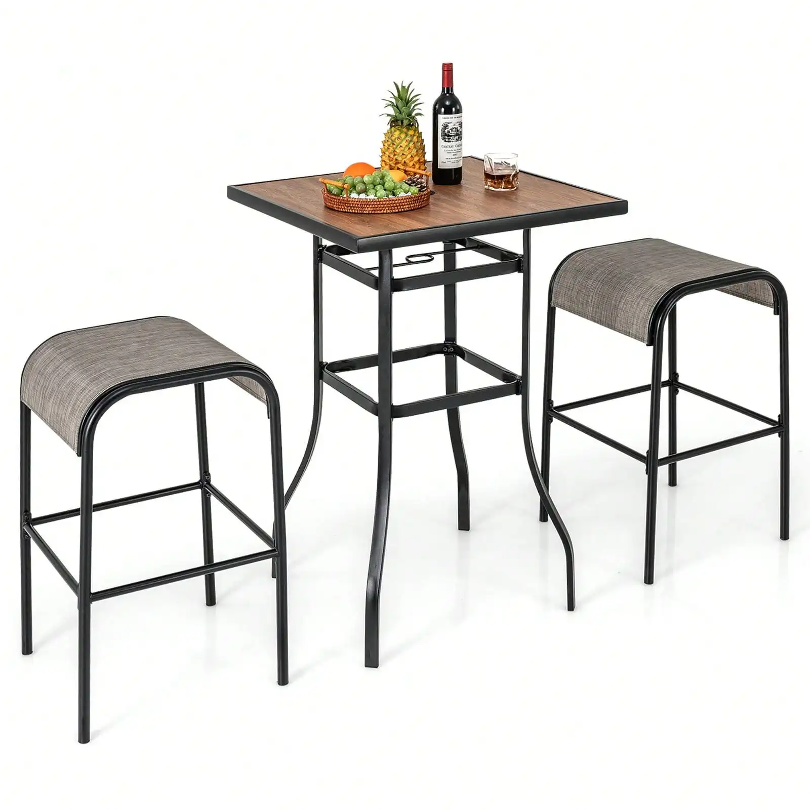 3-Piece Patio Dining Set w/ Umbrella Hole Metal Frame & Breathable Fabric Seat
3-Piece Patio Dining Set w/ Umbrella Hole Metal Frame & Breathable Fabric Seat