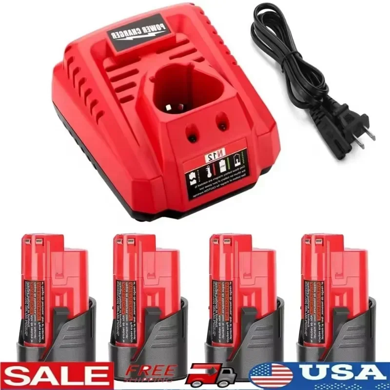 4 упаковки, 12 В, 3000 мАч, сменный литий-ионный аккумулятор Milwaukee M12, зарядное устройство в комплекте, высококачественные элементы, сертифицированные CE FCC ROHS
4 упаковки, 12 В, 3000 мАч, сменный литий-ионный аккумулятор Milwaukee M12, зарядное устройство в комплекте, высококачественные элементы, сертифицированные CE FCC ROHS