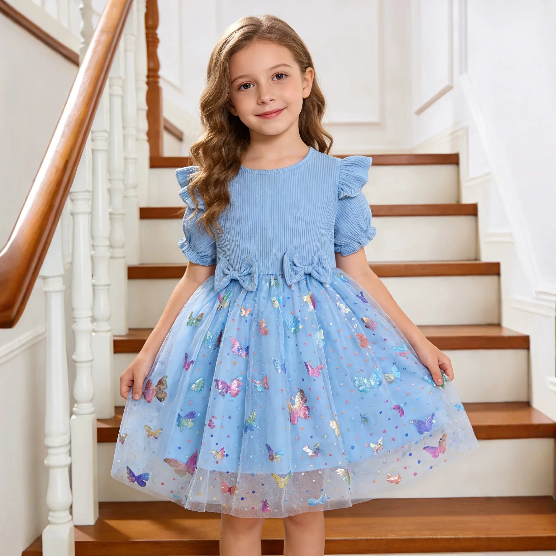New Summer Girls Dress for Butterfly Mesh Birthday 1-7Year Toddler Tulle Bubble Sleeves Dress Sweet Kids Princess Dress for Girl
New Summer Girls Dress for Butterfly Mesh Birthday 1-7Year Toddler Tulle Bubble Sleeves Dress Sweet Kids Princess Dress for Girl