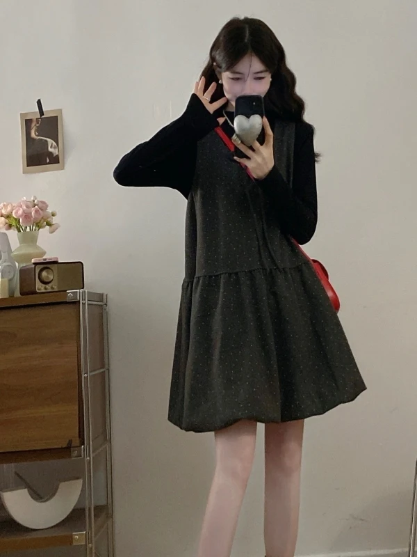 plus Size Autumn Winter Polka Dot Woolen Vest Dress Two Piece Set Fashionable Commute Korean Style Loose Fit High Collar Zipper
plus Size Autumn Winter Polka Dot Woolen Vest Dress Two Piece Set Fashionable Commute Korean Style Loose Fit High Collar Zipper