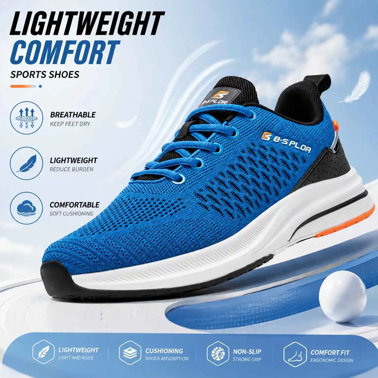 Baasploa Men's Athletic Trainers Breathable Knit Upper Sneakers Lightweight Fitness Walking Shoes Everyday Sport Footwear
Baasploa Men's Athletic Trainers Breathable Knit Upper Sneakers Lightweight Fitness Walking Shoes Everyday Sport Footwear