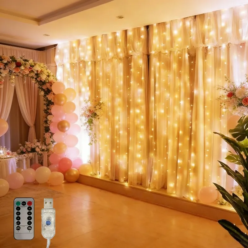 Fairy Light USB Plug with Remote LED Curtain Lights for Home Eid Mubarak Easter Wedding Decor
Fairy Light USB Plug with Remote LED Curtain Lights for Home Eid Mubarak Easter Wedding Decor