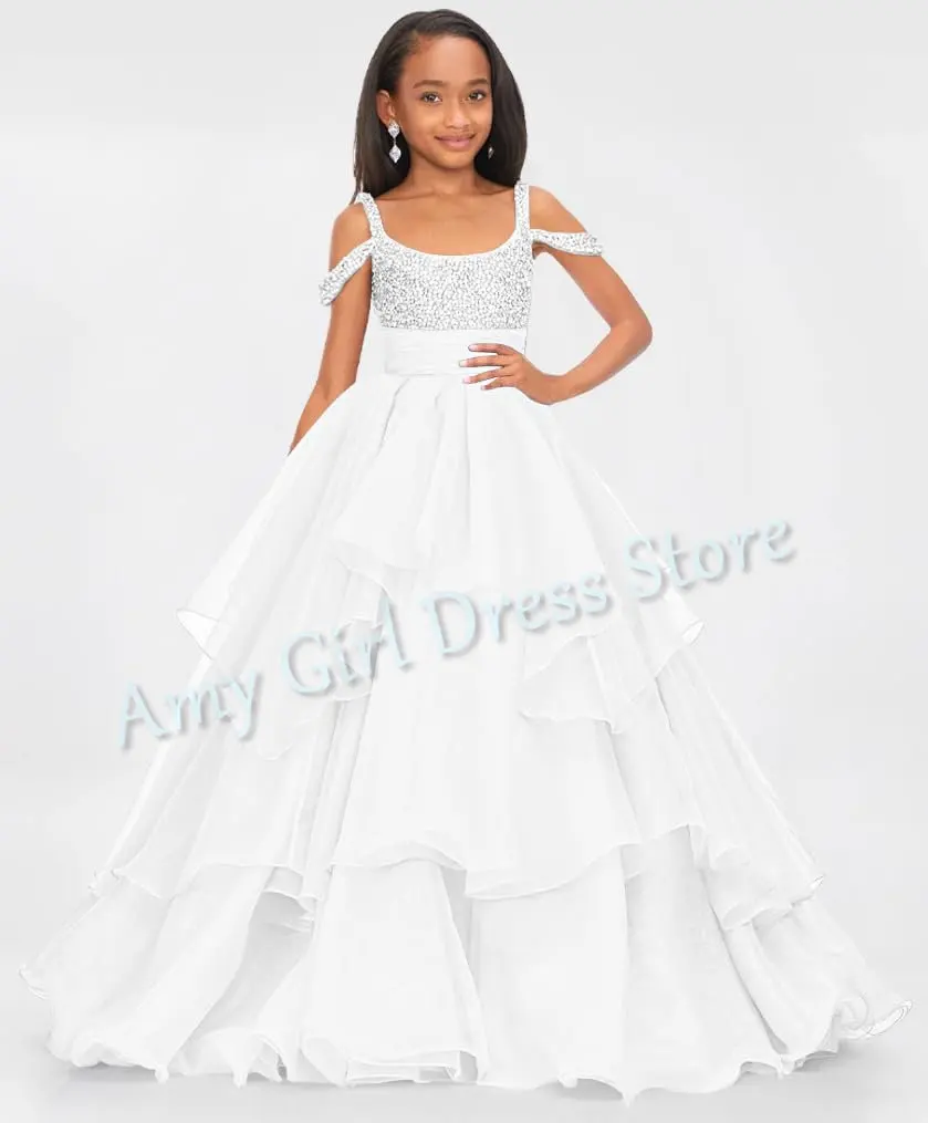 Luxury White Flower Girl Dress For Wedding Beading Tiered Ruffles Sleeveless Luxury Formal Occasion Pageant Ball Gown Customized
Luxury White Flower Girl Dress For Wedding Beading Tiered Ruffles Sleeveless Luxury Formal Occasion Pageant Ball Gown Customized