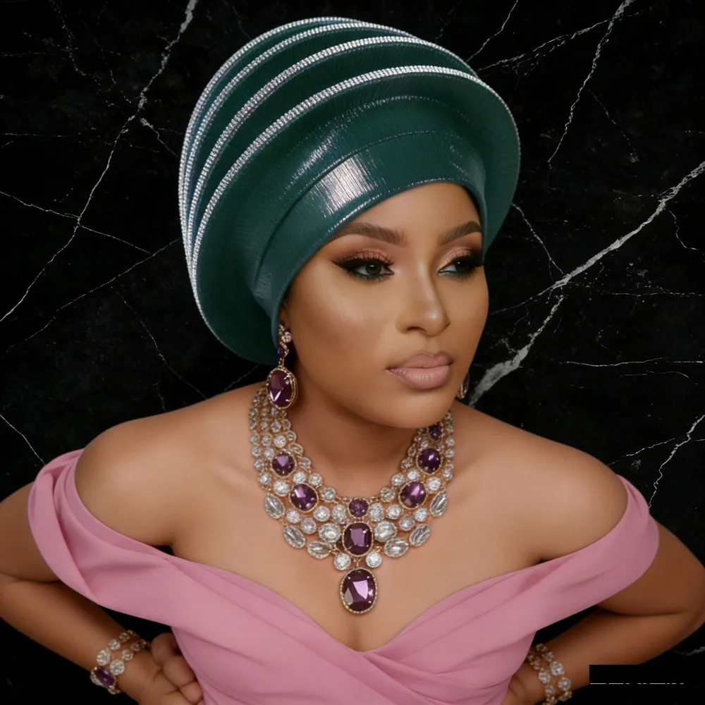 Afrcian Headties Already Made Diamonds Spiral Beret Turban Cap Women Head Wraps Nigeria Headpiece Wedding Party Geles Headgear
Afrcian Headties Already Made Diamonds Spiral Beret Turban Cap Women Head Wraps Nigeria Headpiece Wedding Party Geles Headgear