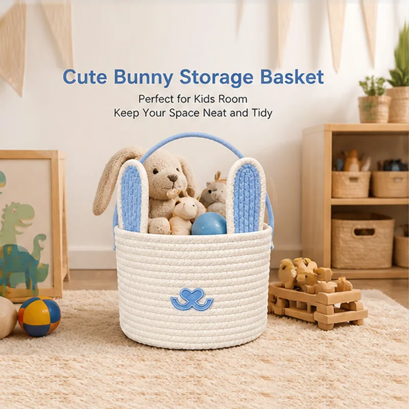 Bunny Storage Basket Cotton Rope Woven Toy Organizer Bin Cute Rabbit Basket for Kids Baby Nursery Bedroom Storage with Handle
Bunny Storage Basket Cotton Rope Woven Toy Organizer Bin Cute Rabbit Basket for Kids Baby Nursery Bedroom Storage with Handle