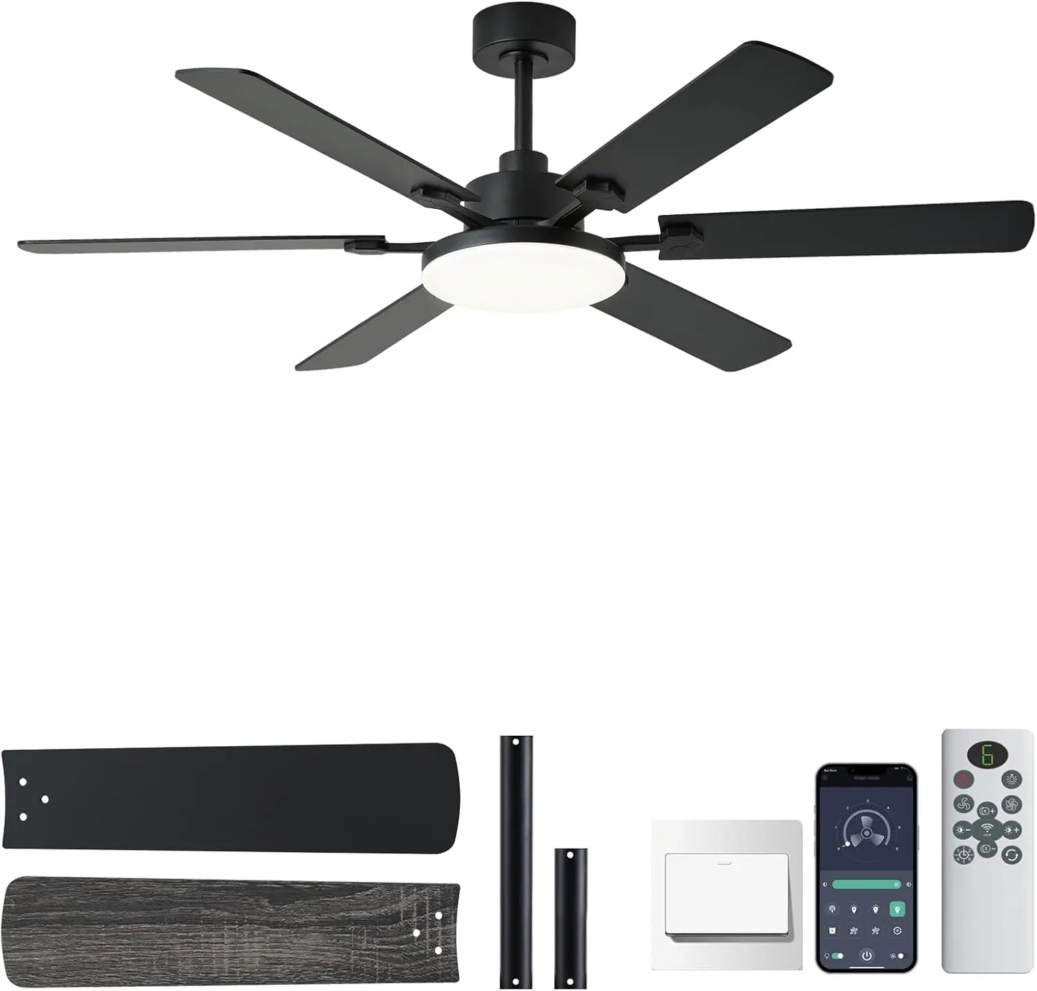 56 Inch Ceiling Fan with Lights, Remote Control, 6 Blades, Dimmable LED, Silent Motor for Indoor Outdoor Use
56 Inch Ceiling Fan with Lights, Remote Control, 6 Blades, Dimmable LED, Silent Motor for Indoor Outdoor Use