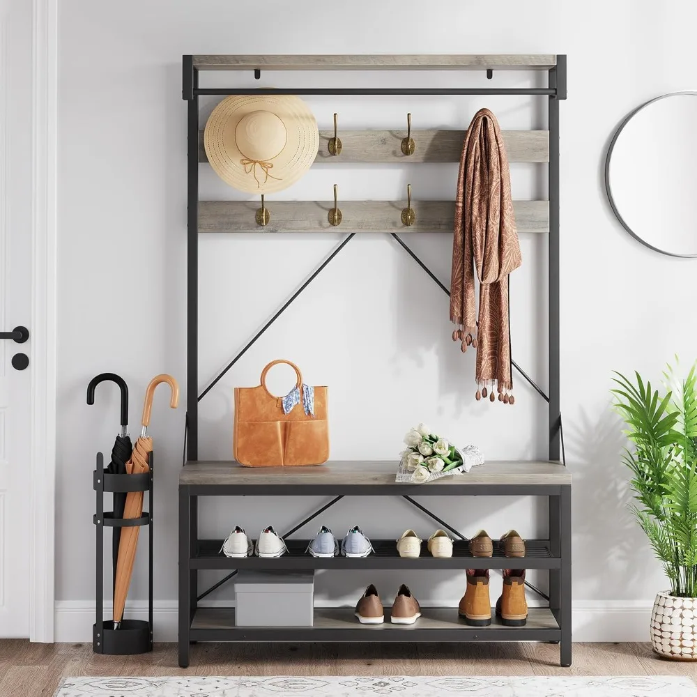 Coat Rack, Hall Tree with Shoe Storage Bench, Farmhouse Entryway Furniture Mudroom Storage with 8 Hooks, Industrial Hanging Bar
Coat Rack, Hall Tree with Shoe Storage Bench, Farmhouse Entryway Furniture Mudroom Storage with 8 Hooks, Industrial Hanging Bar