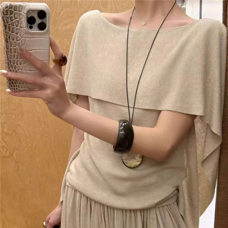 French Style Slash Neck Loose Cape Sweater New 2026 Fall Lazy Style Knitted Shawl Pullover Batwing Sleeve Short Cloak Jumper
French Style Slash Neck Loose Cape Sweater New 2026 Fall Lazy Style Knitted Shawl Pullover Batwing Sleeve Short Cloak Jumper