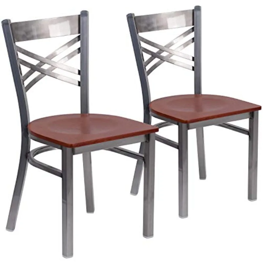 2 Pk. HERCULES Series Clear Coated ''X'' Back Metal Restaurant Chair - Cherry Wood Seat
2 Pk. HERCULES Series Clear Coated ''X'' Back Metal Restaurant Chair - Cherry Wood Seat