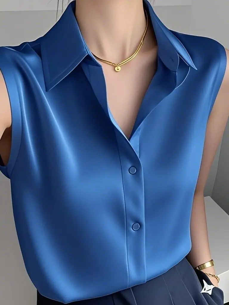 Korean Sle Svel Collar irt Women's Versatile Summer New Casual Silk Leisure Aosphere High-End Feeling Vest
Korean Sle Svel Collar irt Women's Versatile Summer New Casual Silk Leisure Aosphere High-End Feeling Vest