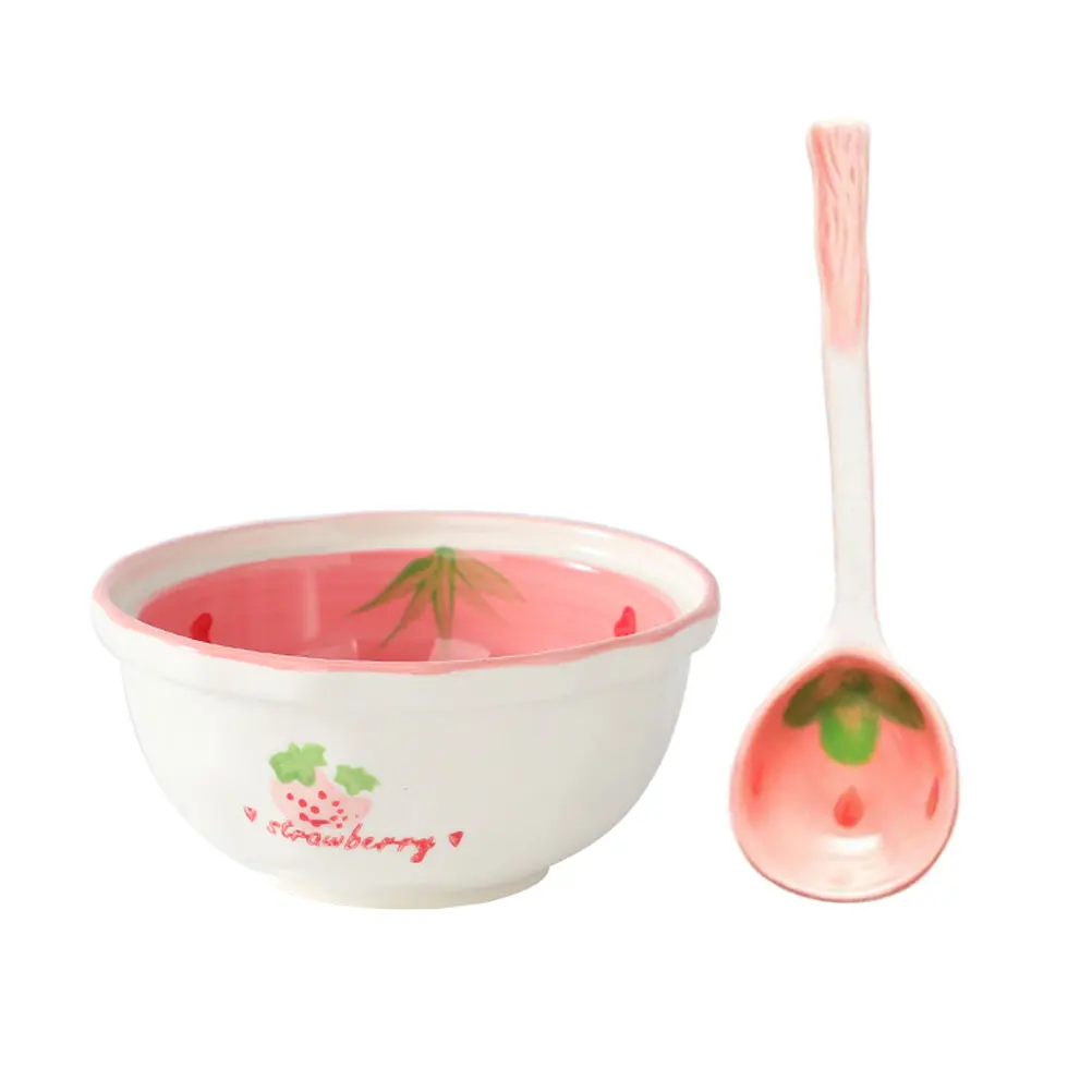 Ceramic Strawberry Bowl Set Adorable Decorative Printing Food Serving Spoon Kitchen Tableware Home Restaurant Use
Ceramic Strawberry Bowl Set Adorable Decorative Printing Food Serving Spoon Kitchen Tableware Home Restaurant Use