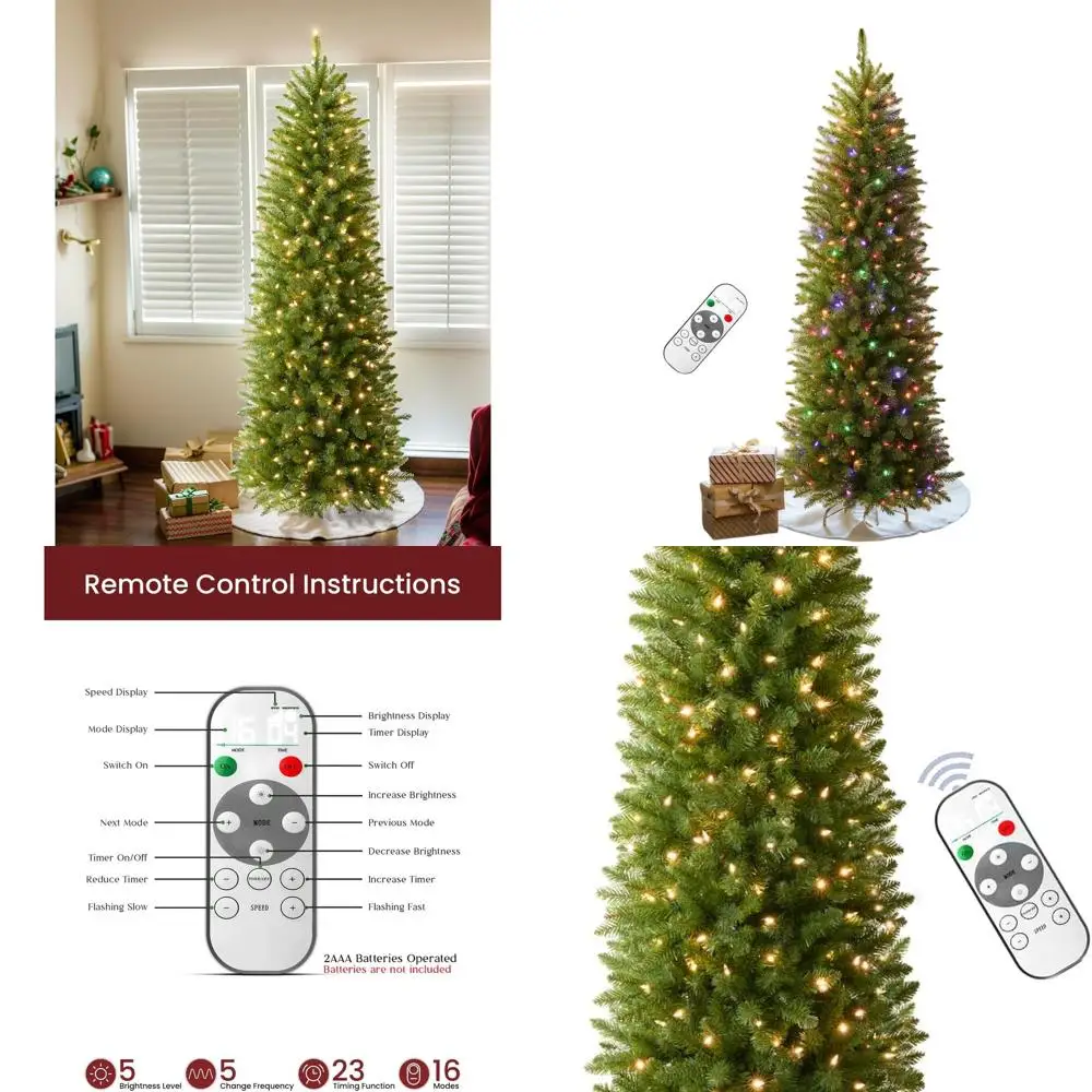 6.5ft Slim Spruce Christmas Tree with 300 Dual-Color LED Lights, Pre-lit, Remote Control for Home Holidays
6.5ft Slim Spruce Christmas Tree with 300 Dual-Color LED Lights, Pre-lit, Remote Control for Home Holidays