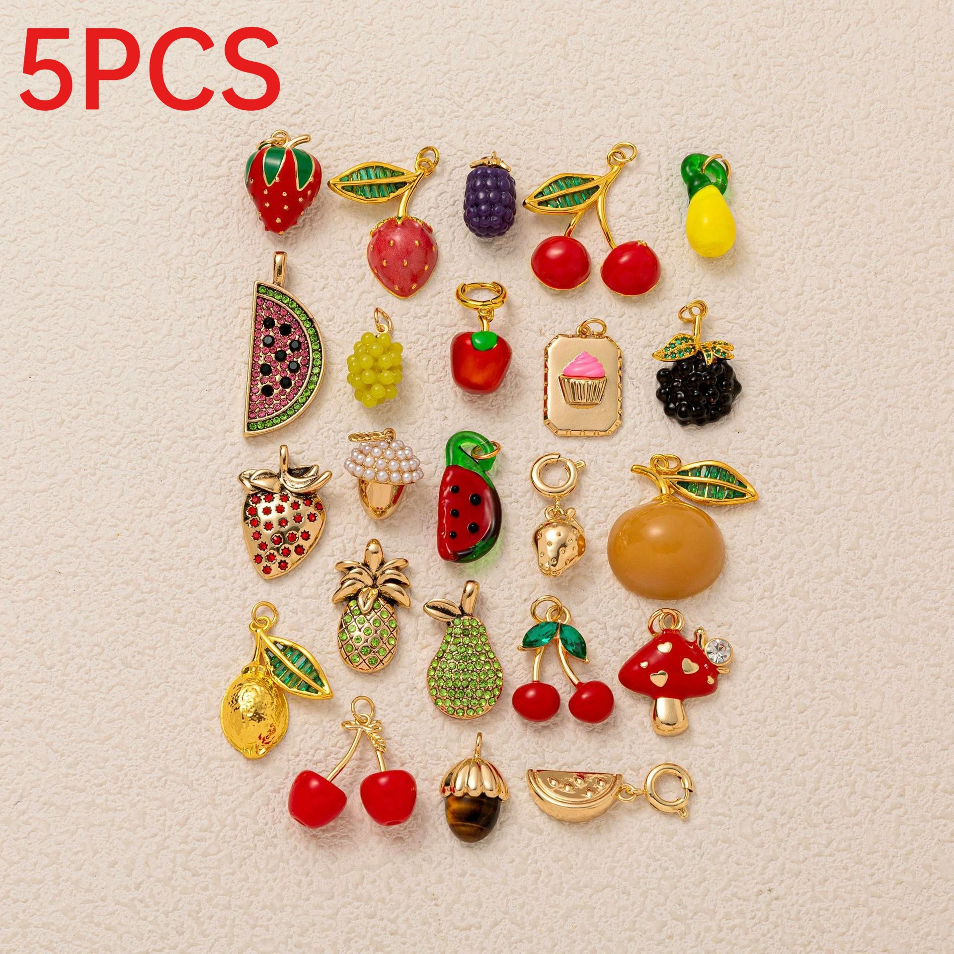 5Pcs Copper Fruit Charms Enamel Pendant DIY Necklace Bracelet Jewelry Making Accessories
5Pcs Copper Fruit Charms Enamel Pendant DIY Necklace Bracelet Jewelry Making Accessories