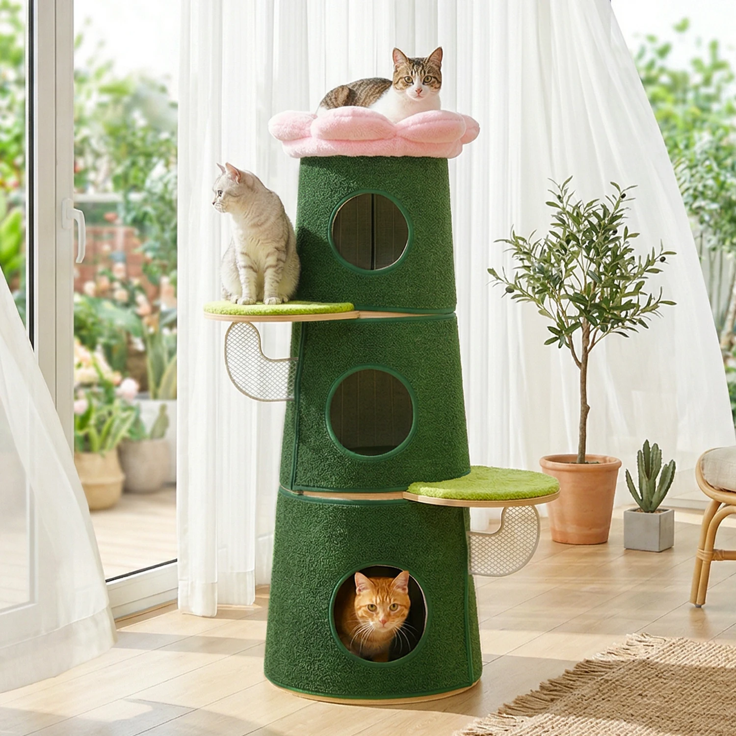 Modern Cat Tree with 3 Large Condos Aesthetic Cat Tower with Flower Perch Metal Frame Full-Wrap Scratching Pad Multi-Level Cat Bed House Wood Cat Furniture for Indoor Cats
Modern Cat Tree with 3 Large Condos Aesthetic Cat Tower with Flower Perch Metal Frame Full-Wrap Scratching Pad Multi-Level Cat Bed House Wood Cat Furniture for Indoor Cats