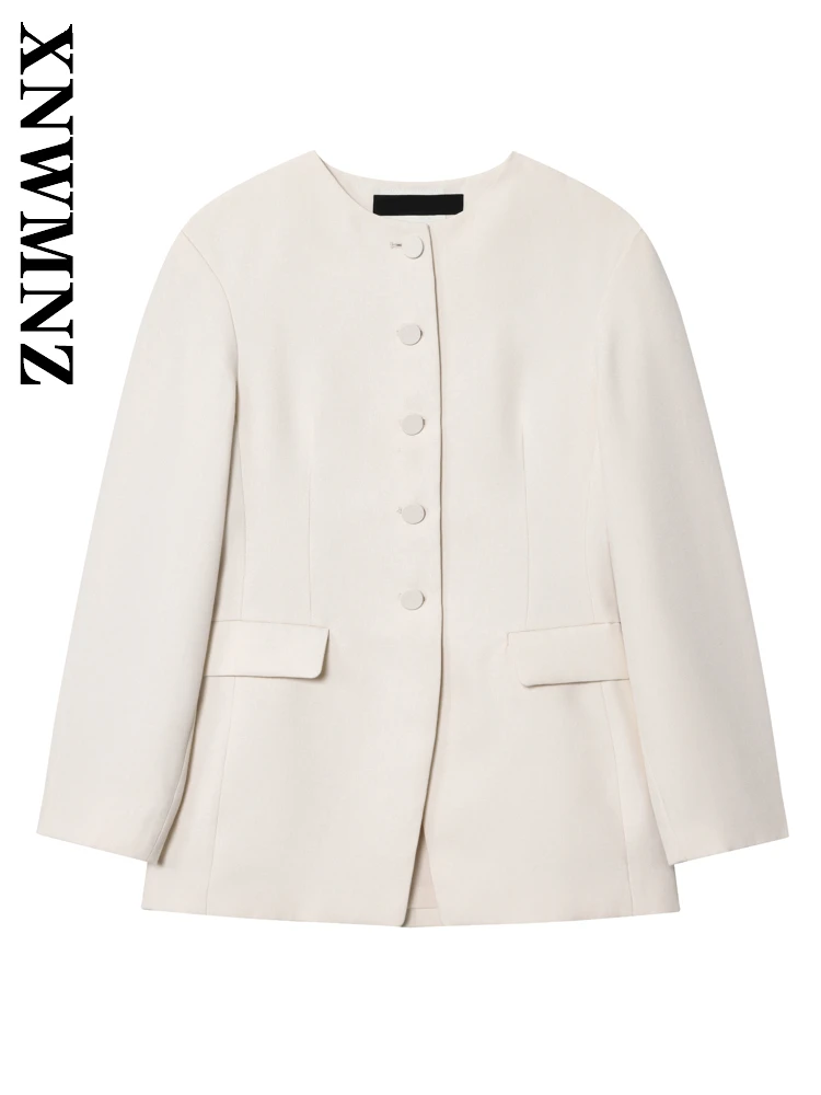 XNWMNZ 2025 Autumn New Women Clothing Simple Fashion O-Collar Blazer Casual Chic Lady Beige Long Sleeve Commuting Outerwear
XNWMNZ 2025 Autumn New Women Clothing Simple Fashion O-Collar Blazer Casual Chic Lady Beige Long Sleeve Commuting Outerwear