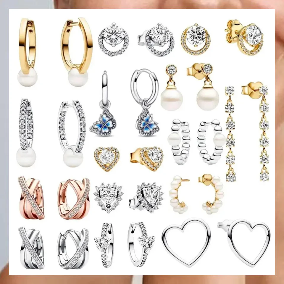 925 silver earrings with double loops and butterfly earrings are suitable for women to make classic accessories
925 silver earrings with double loops and butterfly earrings are suitable for women to make classic accessories