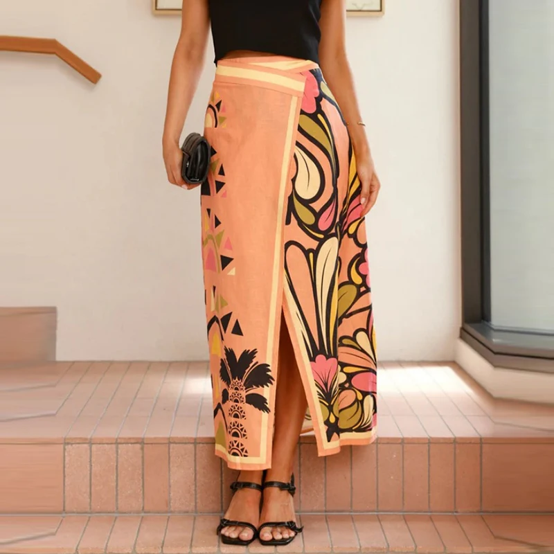 Bohemian High Waist Office Skirts Vestidos All Match Mid Open Slit Female Wrap Hips Long Skirts Women Retro Printed Half Skirts
Bohemian High Waist Office Skirts Vestidos All Match Mid Open Slit Female Wrap Hips Long Skirts Women Retro Printed Half Skirts