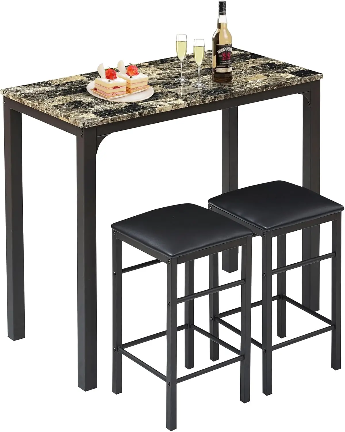 Dining Table 2 Stools, Counter Height for Kitchen, Living Room, Small Apartment, 3-Piece Set, Brown
Dining Table 2 Stools, Counter Height for Kitchen, Living Room, Small Apartment, 3-Piece Set, Brown
