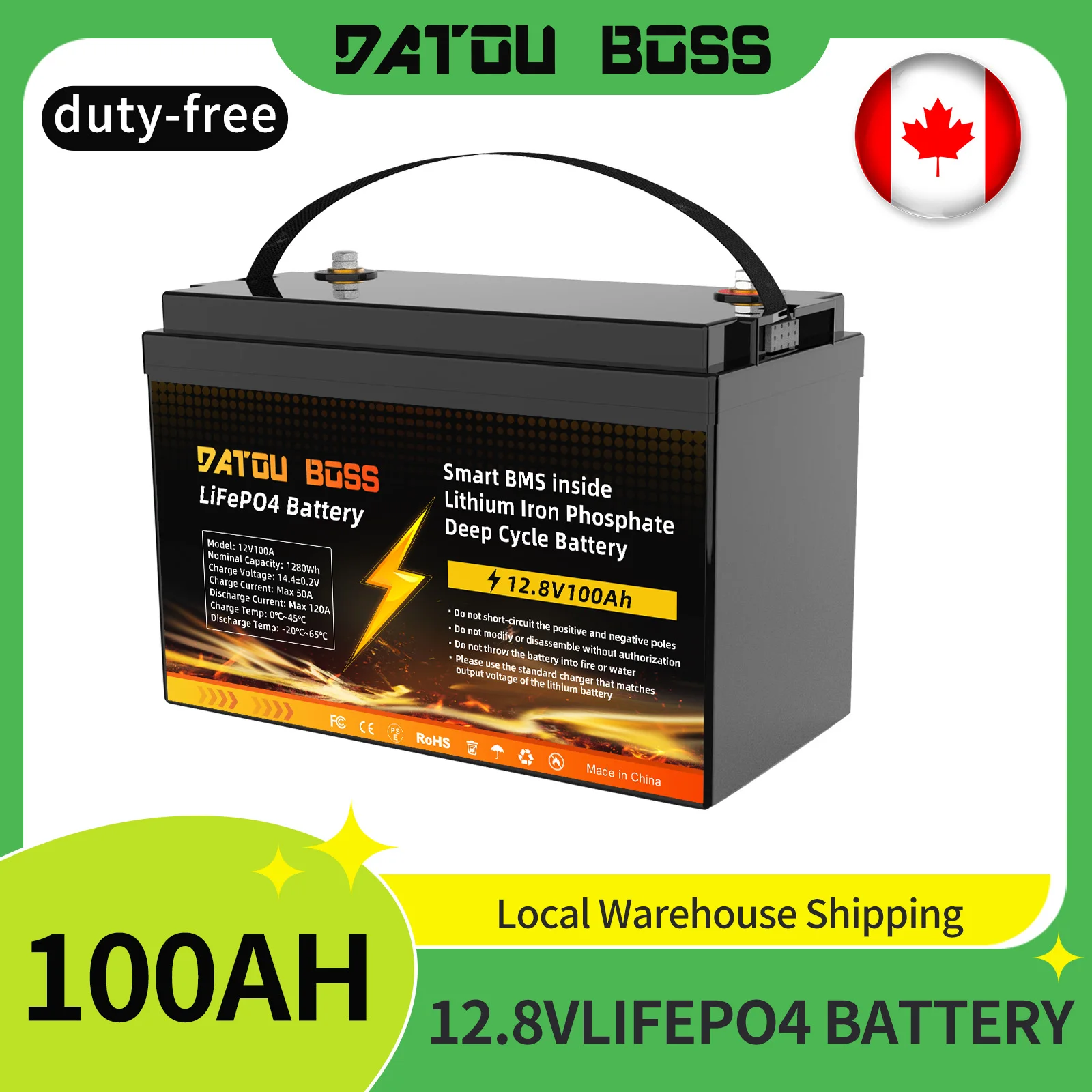 DATOUBOSS 12V Rechargeable Lithium Battery to US Duty Free 100AH Lifepo4 Charger Batteries for Camping Fish Finder Scooter
DATOUBOSS 12V Rechargeable Lithium Battery to US Duty Free 100AH Lifepo4 Charger Batteries for Camping Fish Finder Scooter