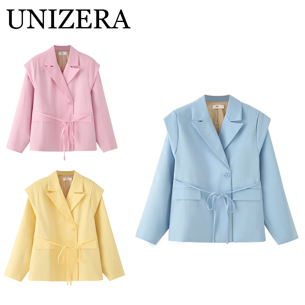 New women's clothing European and American style fashionable simple lace up long sleeved suit jacket
New women's clothing European and American style fashionable simple lace up long sleeved suit jacket