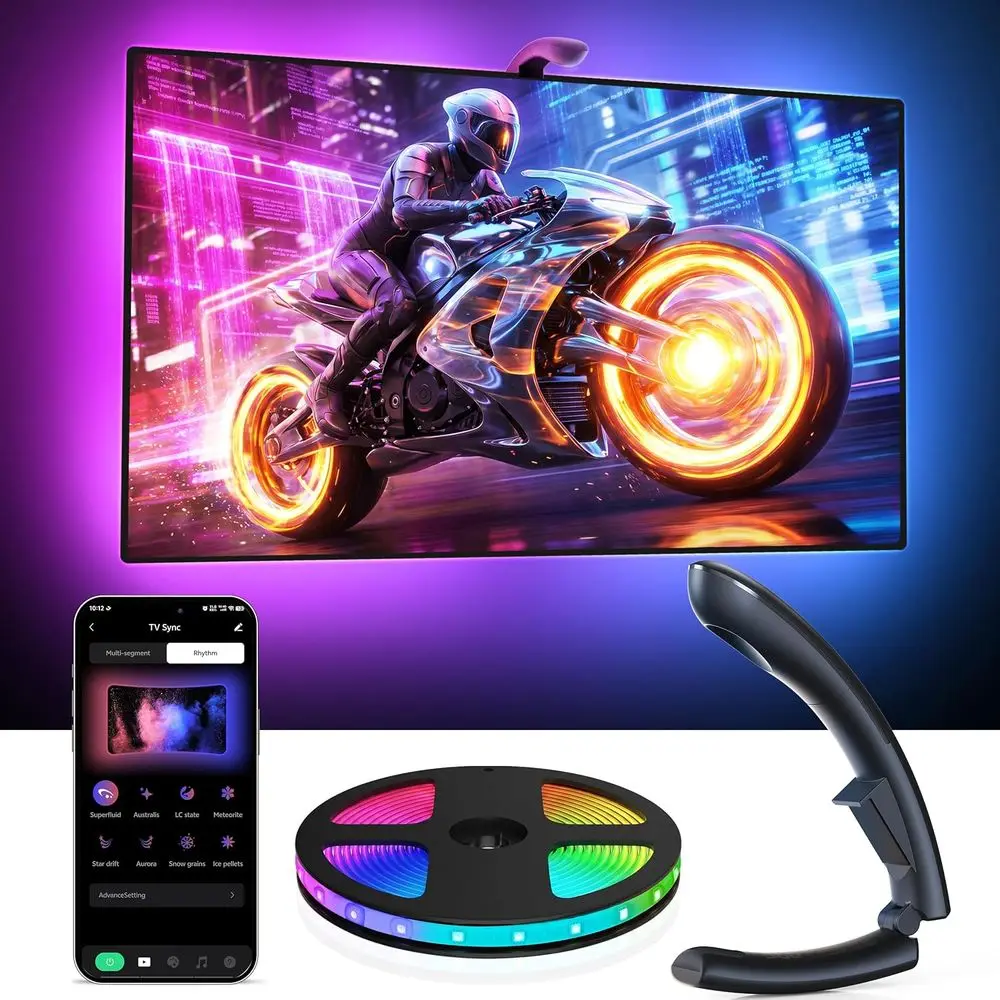 65 Smart RGB LED TV Backlight Strip, Sensor Sync, App Control, 14.8ft for Movies, Gaming, Music
65 Smart RGB LED TV Backlight Strip, Sensor Sync, App Control, 14.8ft for Movies, Gaming, Music