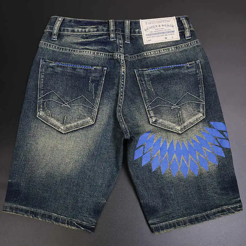 American Trendy Vintage Distressed Washed Denim Shorts for Men Summer Regular Straight-Leg Casual Print Knee Length Short Jeans
American Trendy Vintage Distressed Washed Denim Shorts for Men Summer Regular Straight-Leg Casual Print Knee Length Short Jeans