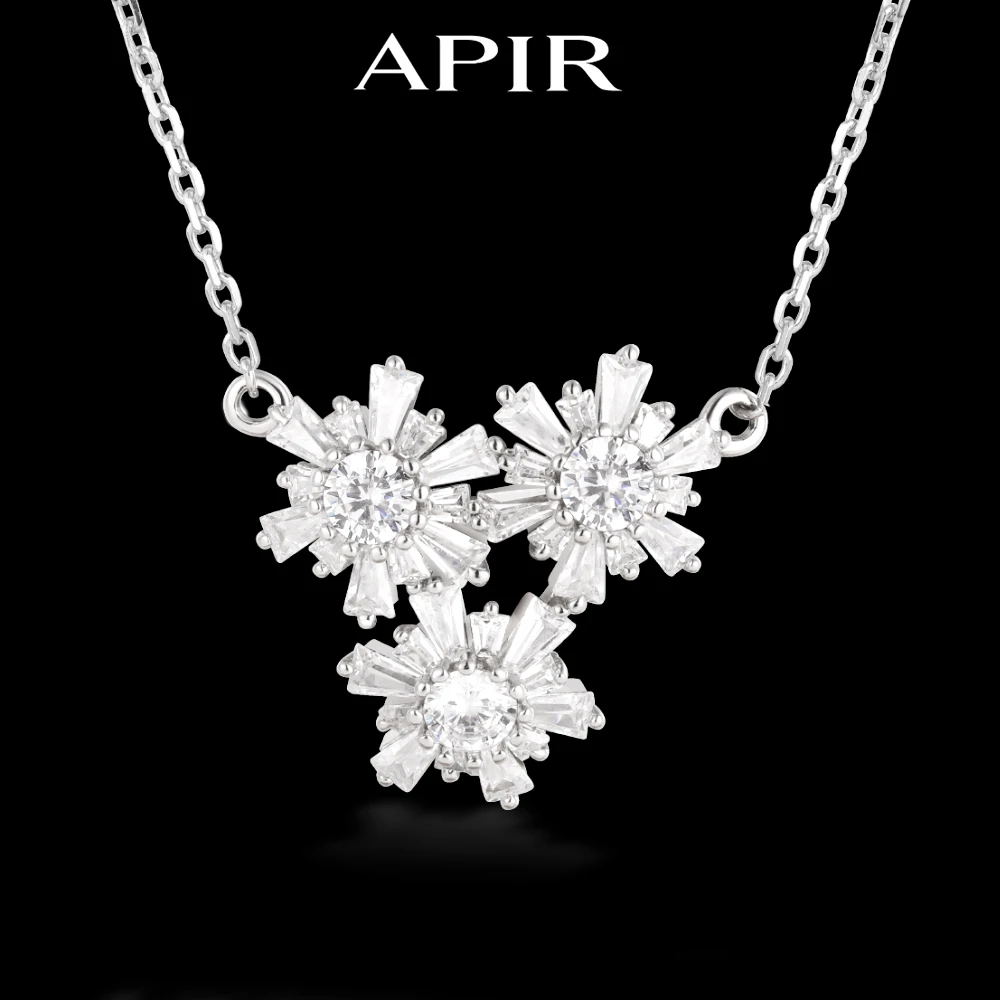 APIR 925 Silver Plated Three - flower Zircon Necklace Women's Fashion Jewelry Party Accessories Elegant Design Statement Necklac
APIR 925 Silver Plated Three - flower Zircon Necklace Women's Fashion Jewelry Party Accessories Elegant Design Statement Necklac