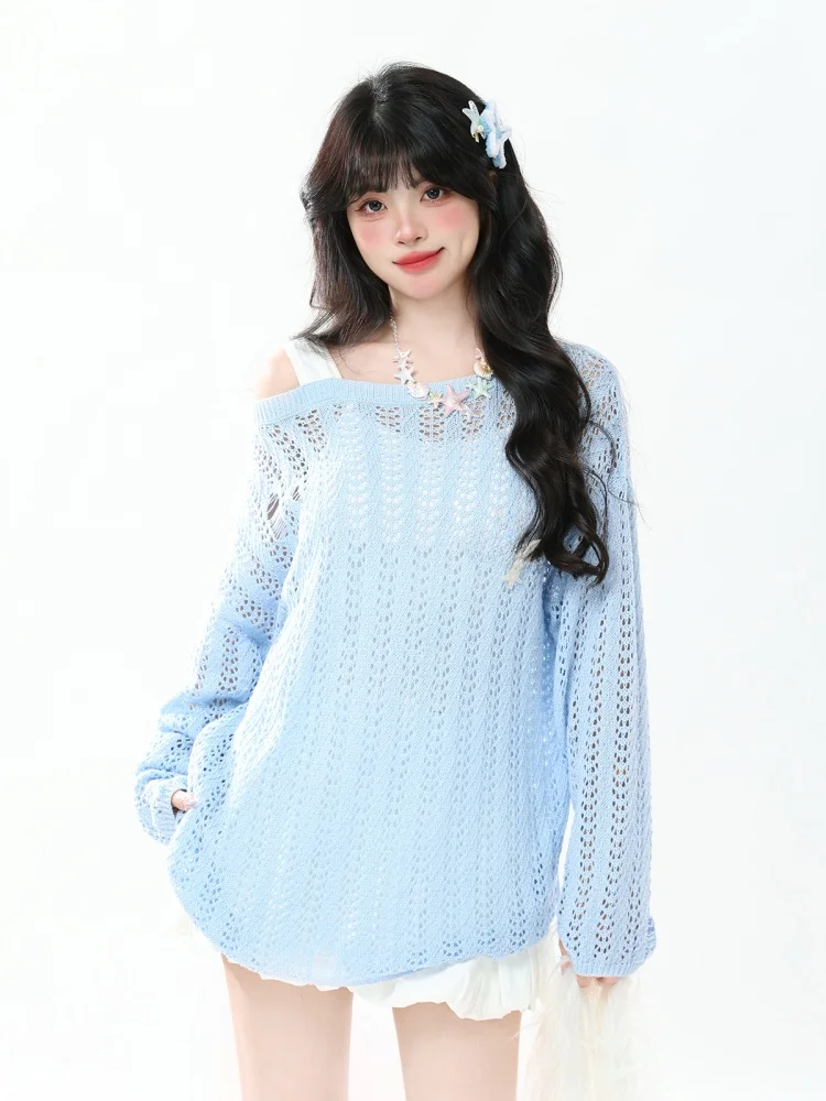ENJOG Women's Knitted Hollow out Cover up Shoulder Bared Starfish Top Sweet Style Long Sleeve Regular Length Summer New Arrival
ENJOG Women's Knitted Hollow out Cover up Shoulder Bared Starfish Top Sweet Style Long Sleeve Regular Length Summer New Arrival