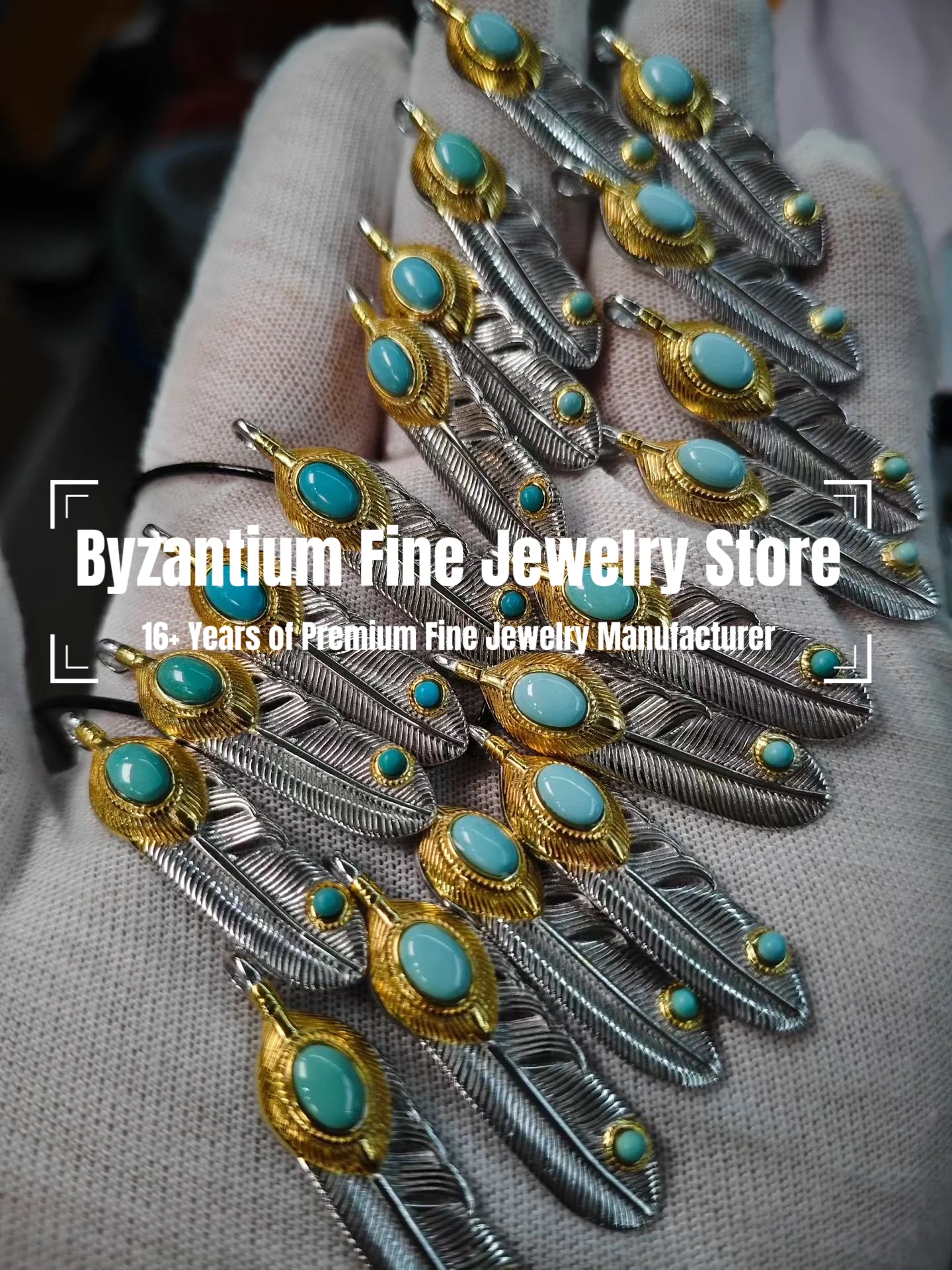 Byzantium 925 Sterling Silver Natural Untreated Hubei Turquoise Feather Charm Pendant for Necklace Unisex Vintage Men's Jewelry
Byzantium 925 Sterling Silver Natural Untreated Hubei Turquoise Feather Charm Pendant for Necklace Unisex Vintage Men's Jewelry