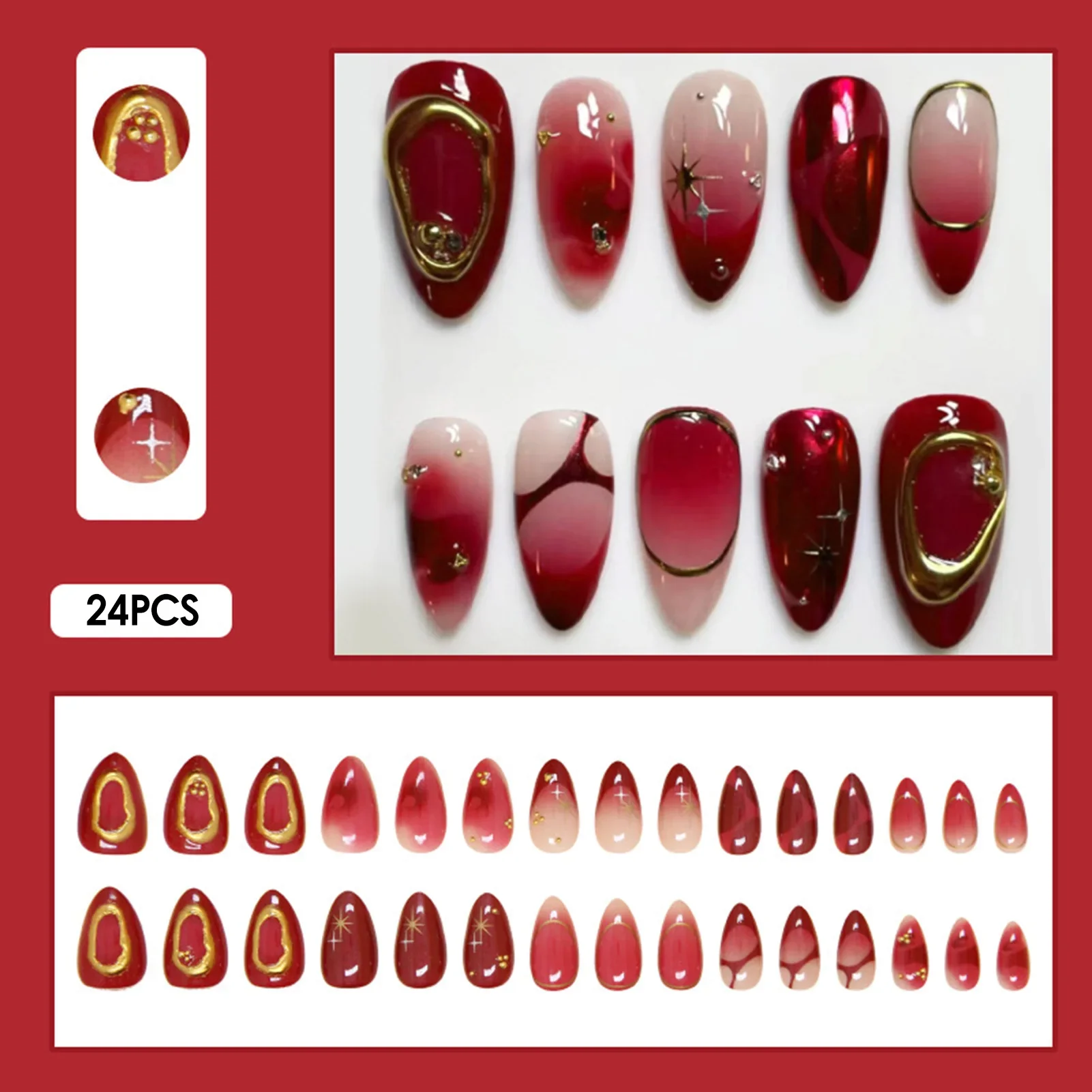 24pcs White Flower Fake Nail Tips Ins Red Blush Star False Nail Wearable Full Cover 3D Golden Almond Shaped Press on French Nail
24pcs White Flower Fake Nail Tips Ins Red Blush Star False Nail Wearable Full Cover 3D Golden Almond Shaped Press on French Nail