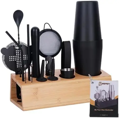 Cocktail Shaker Set with Bamboo Stand, 15-Piece Stainless Steel Bar Kit for Home Bartending, Professional Bartender Tools with
Cocktail Shaker Set with Bamboo Stand, 15-Piece Stainless Steel Bar Kit for Home Bartending, Professional Bartender Tools with