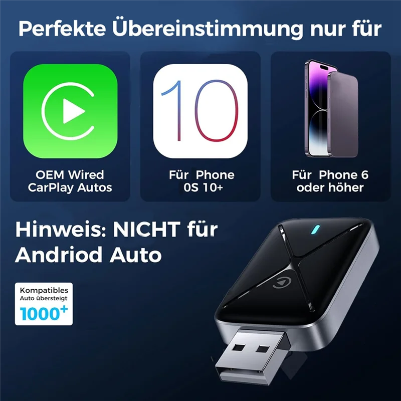 Hot Sale Carplay Wireless Adapter For Iphone, Mini Wireless Carplay Adapter Convert Wired To Wireless, Fast Connection No Delay
Hot Sale Carplay Wireless Adapter For Iphone, Mini Wireless Carplay Adapter Convert Wired To Wireless, Fast Connection No Delay