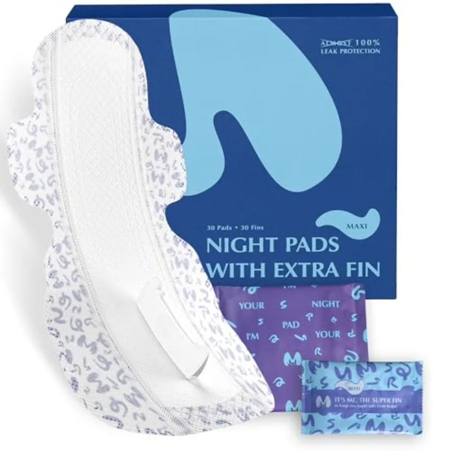 Overnight Pads with Wings Size 5 Maxi Pad Ultimate Leak-Free Protection with Absorbent FIN Technology 30 Sanitary Napkins with
Overnight Pads with Wings Size 5 Maxi Pad Ultimate Leak-Free Protection with Absorbent FIN Technology 30 Sanitary Napkins with