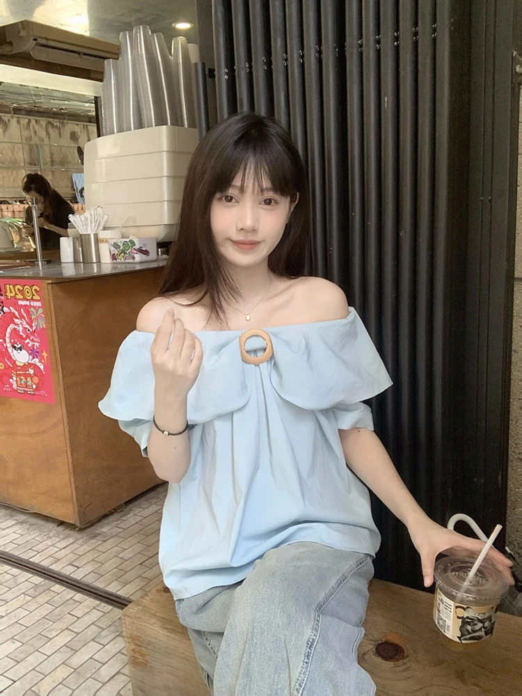 Korean Sweet Sle Blue Off-oulder irt Women's Spring New Loose Age-Defng Blouse Floral Lace Trim Commute Sle ort S...
Korean Sweet Sle Blue Off-oulder irt Women's Spring New Loose Age-Defng Blouse Floral Lace Trim Commute Sle ort S...