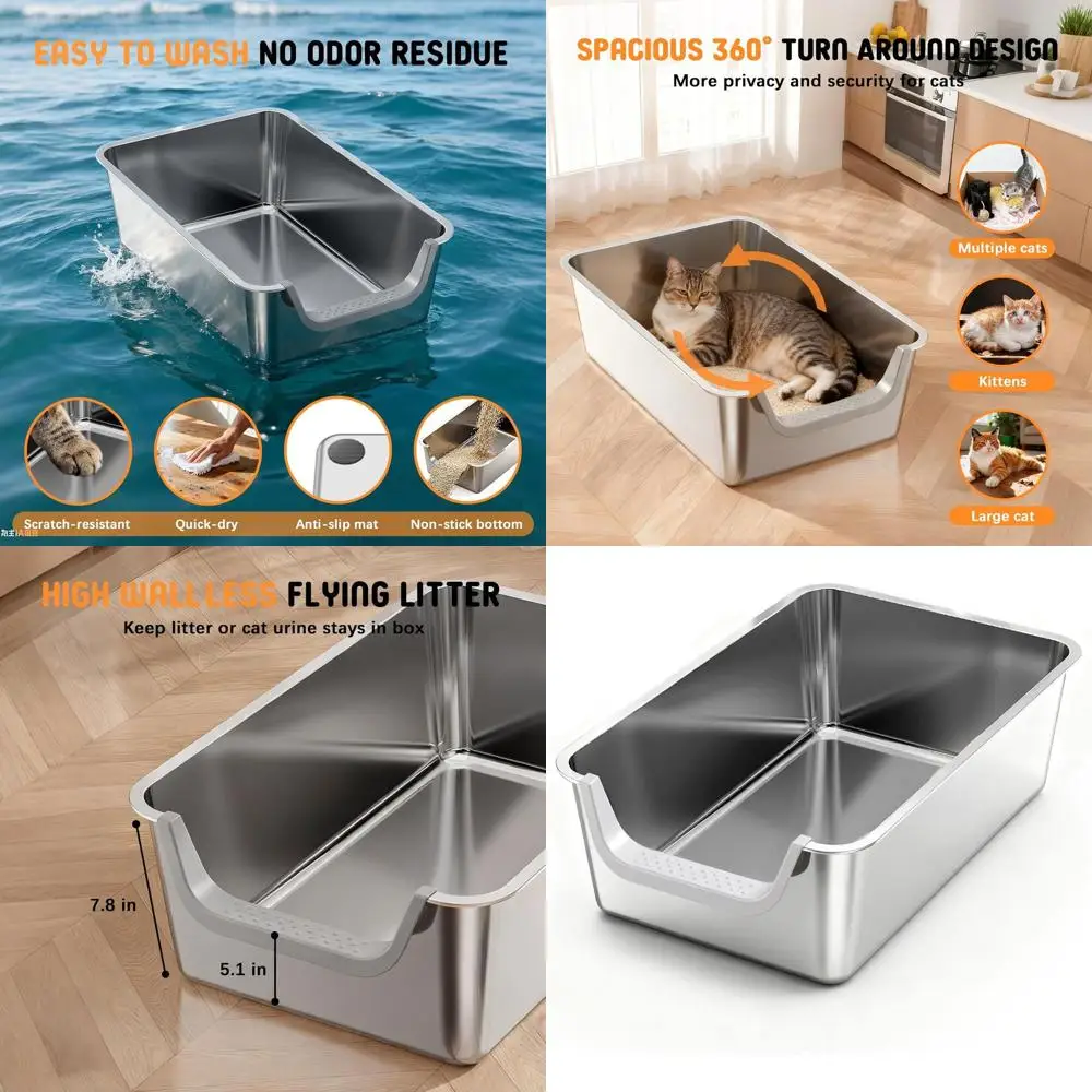 Large Jumbo Metal Cat Litter Box with High Sides, 23.6L x 15.7W x 7.8H, XL Indoor Litter Box for Big Cats, Non-Stick, Anti-Leaka
Large Jumbo Metal Cat Litter Box with High Sides, 23.6L x 15.7W x 7.8H, XL Indoor Litter Box for Big Cats, Non-Stick, Anti-Leaka