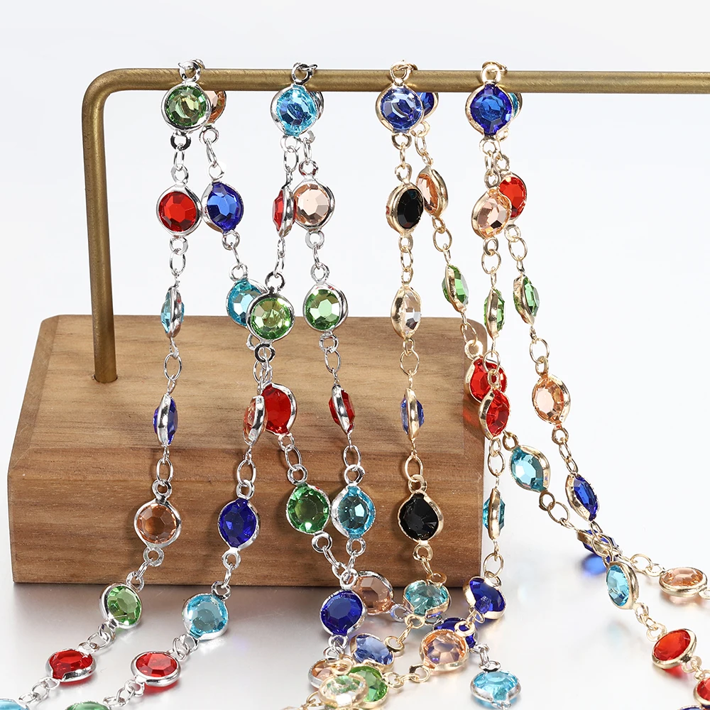 1M Multicolor Crystal Round Beads Chains Long Glass Beaded Necklace Chain for DIY Jewelry Making Wholesale Bracelet Supplies
1M Multicolor Crystal Round Beads Chains Long Glass Beaded Necklace Chain for DIY Jewelry Making Wholesale Bracelet Supplies