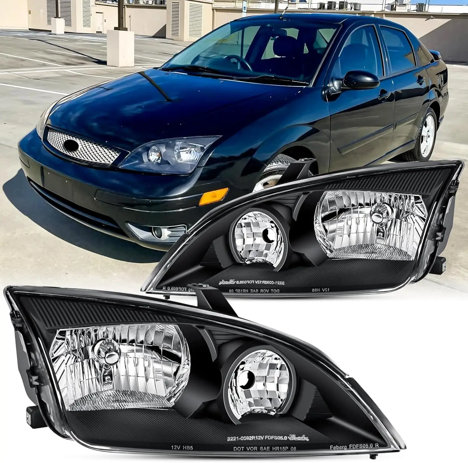 Headlamp Assembly Set of 2 - Halogen - Compatible with 2005 2006 2007 Facelift Focus ZX3 ZX4 ZX5 SE ST - Passenger and Driver Si
Headlamp Assembly Set of 2 - Halogen - Compatible with 2005 2006 2007 Facelift Focus ZX3 ZX4 ZX5 SE ST - Passenger and Driver Si