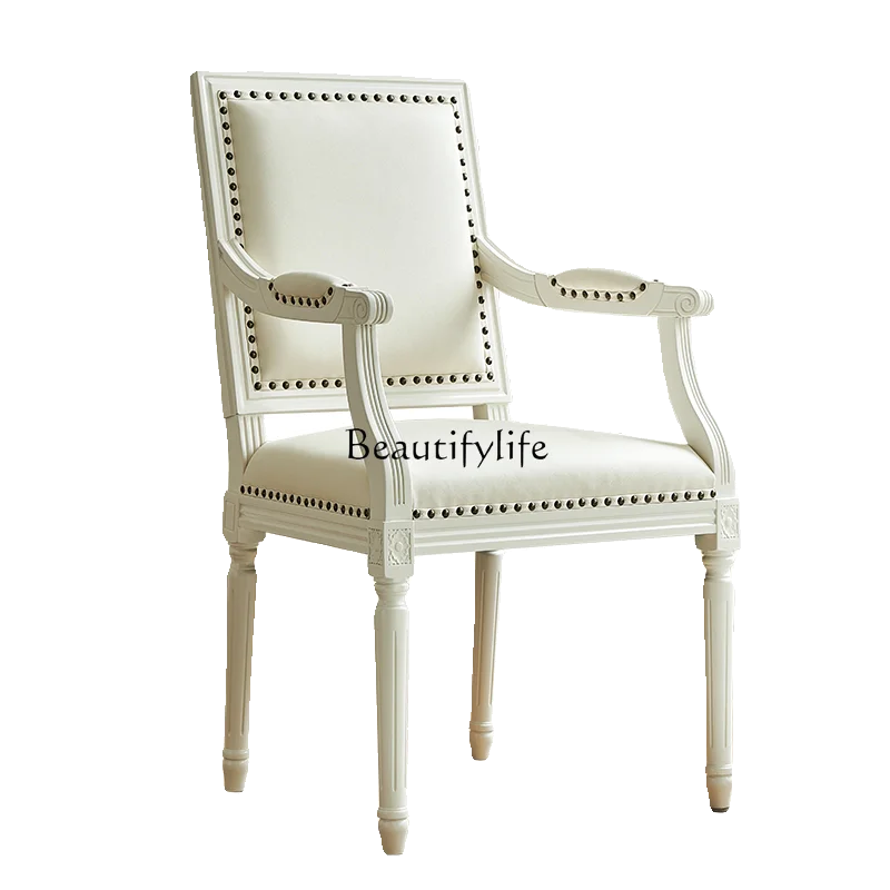 White cream wind book chair solid wood first layer leather study dining room chair with armrests
White cream wind book chair solid wood first layer leather study dining room chair with armrests