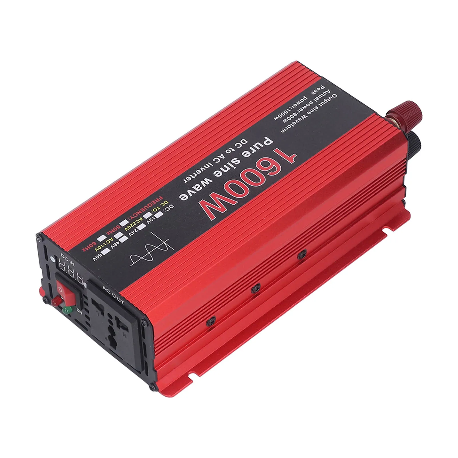 Pure Sine Wave Inverter 1600W Protective Aluminum Alloy Solar Outdoor Car Inverter for Ship DC12V to AC220V
Pure Sine Wave Inverter 1600W Protective Aluminum Alloy Solar Outdoor Car Inverter for Ship DC12V to AC220V