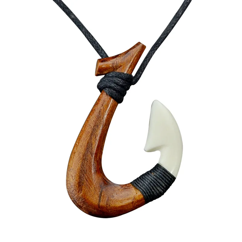 Charms Necklaces Natural Wood Inlaid Bone Hook Pendant Necklace Fashion Jewelry
Charms Necklaces Natural Wood Inlaid Bone Hook Pendant Necklace Fashion Jewelry