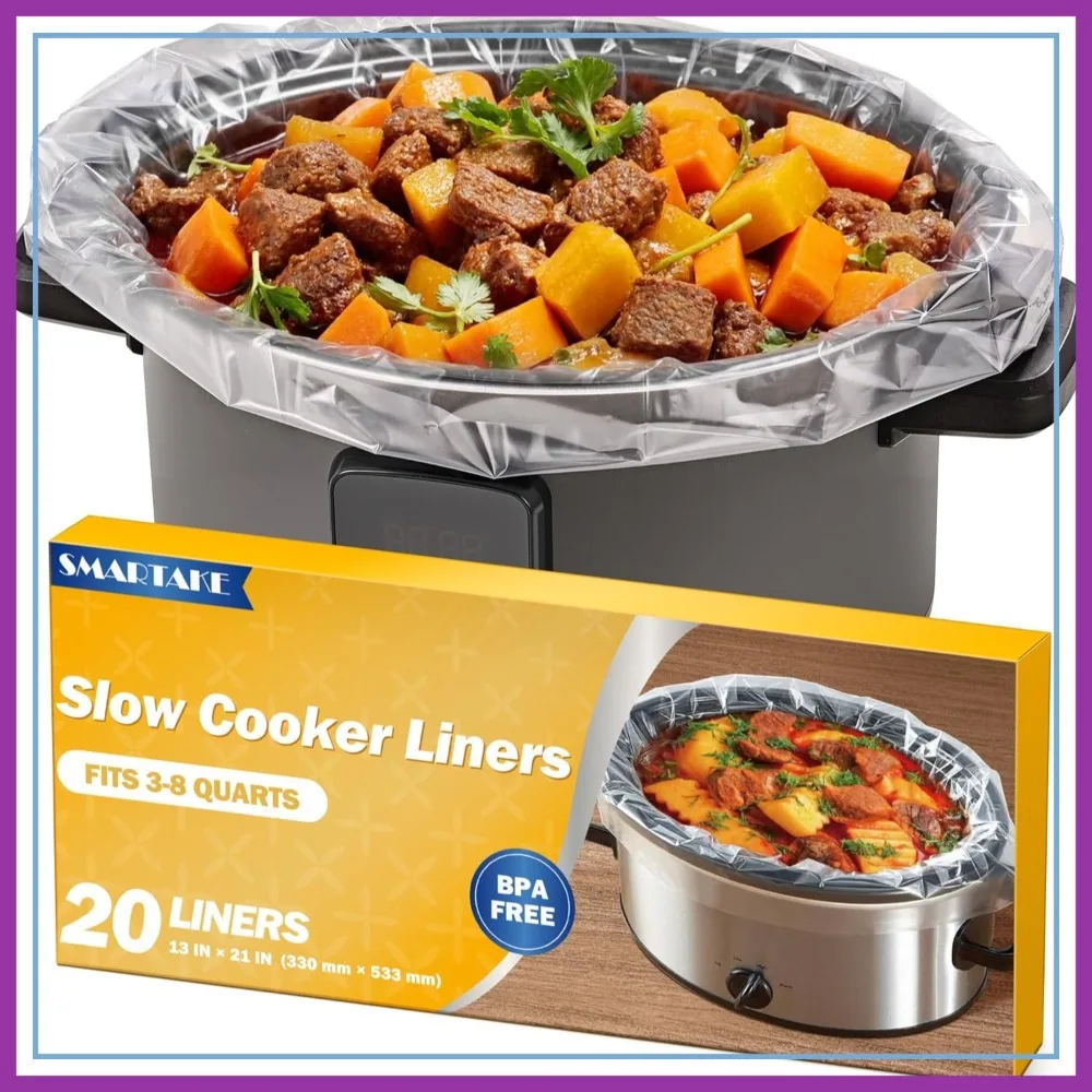 Disposable Slow Cooker Liners, 20 Count 13"x21" Large Size, Fit 3QT-8QT, Oval & Round Pots
Disposable Slow Cooker Liners, 20 Count 13"x21" Large Size, Fit 3QT-8QT, Oval & Round Pots