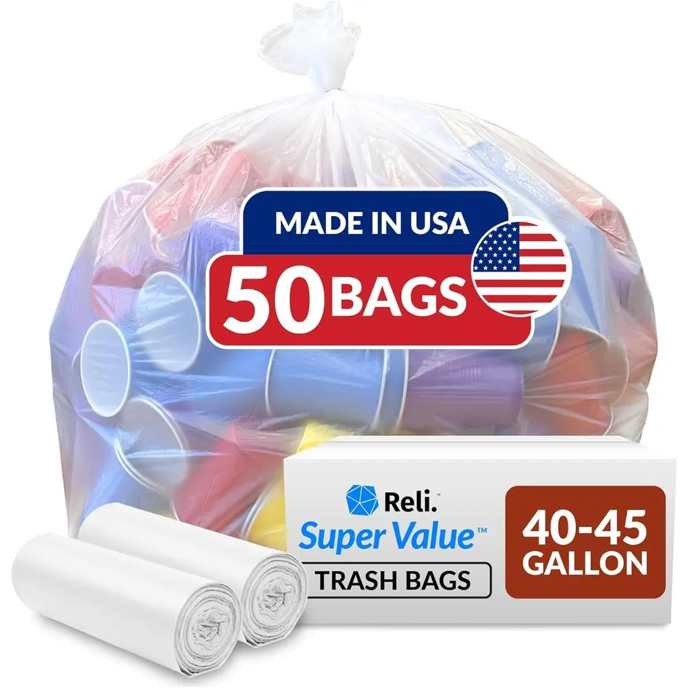 40-45 Gallon Heavy-Duty Trash Bags | 50 Pack | Large, Clear, Ideal for Garbage or Major Cleanups
40-45 Gallon Heavy-Duty Trash Bags | 50 Pack | Large, Clear, Ideal for Garbage or Major Cleanups