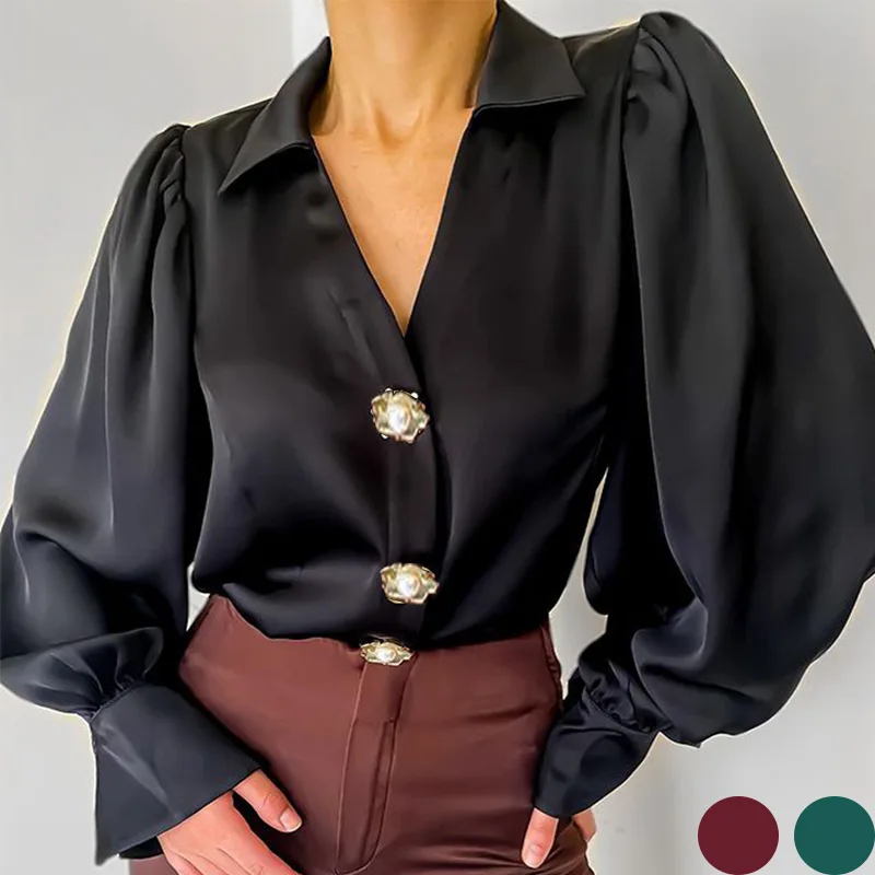 Autumn Women Satin Shirt Top Elegant Y2K Fashion Office Lady Long Lantern Sleeve Single Breasted Loose Blouse T-shirt Streetwear
Autumn Women Satin Shirt Top Elegant Y2K Fashion Office Lady Long Lantern Sleeve Single Breasted Loose Blouse T-shirt Streetwear