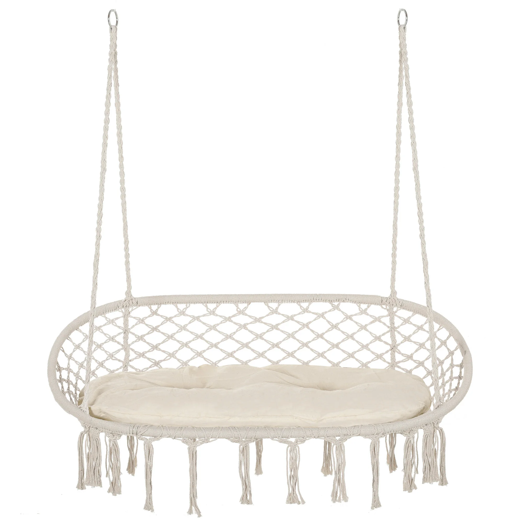 Outside Patio Swing Chair W/ Steel Frame, Built-In Armrests, & Curved Back White
Outside Patio Swing Chair W/ Steel Frame, Built-In Armrests, & Curved Back White