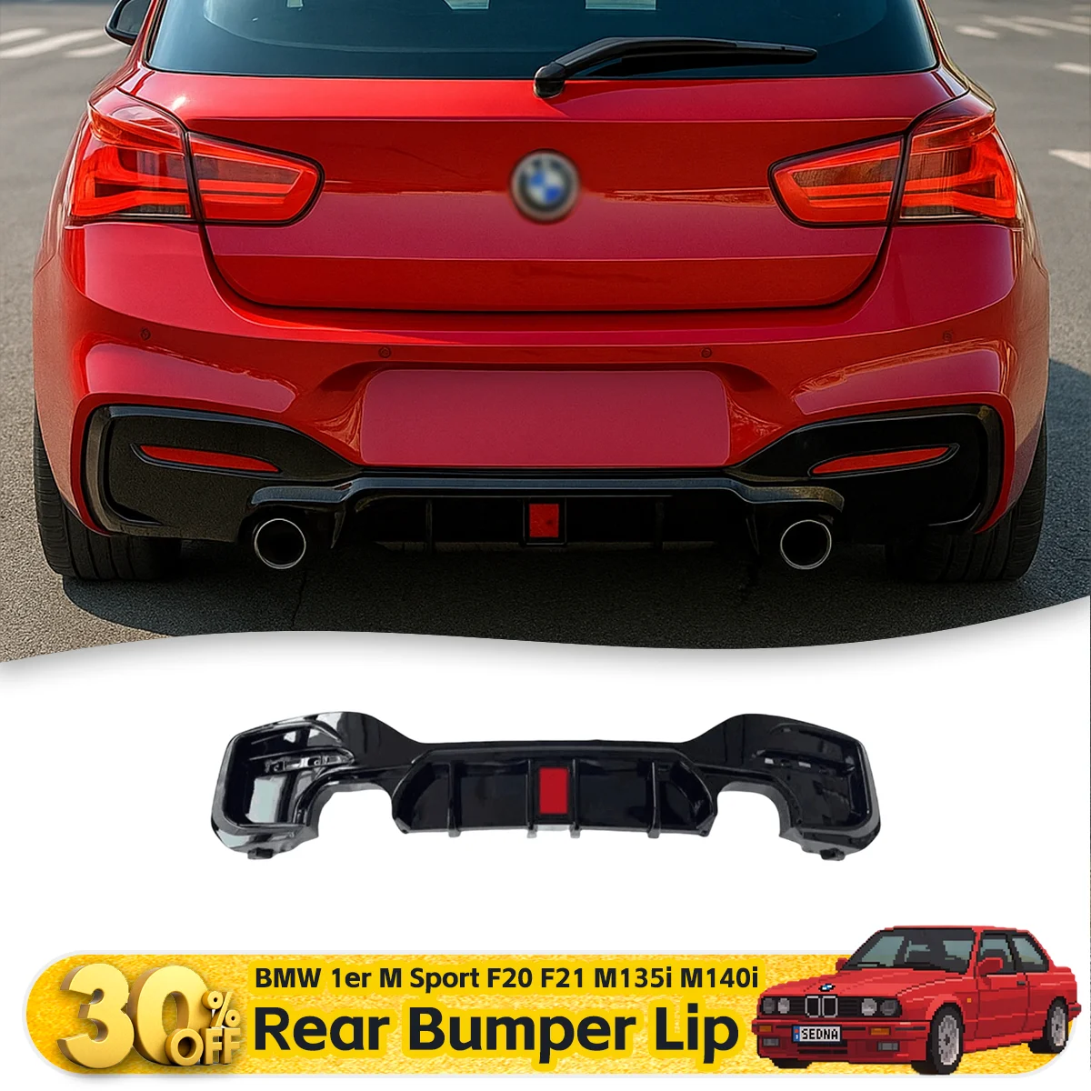 For BMW 1 Series F20 F21 LCI M135i M140i M Sport 2015-2019 Rear Diffuser with LED Tail Lip Body Kits Car Tuning accessories 
For BMW 1 Series F20 F21 LCI M135i M140i M Sport 2015-2019 Rear Diffuser with LED Tail Lip Body Kits Car Tuning accessories