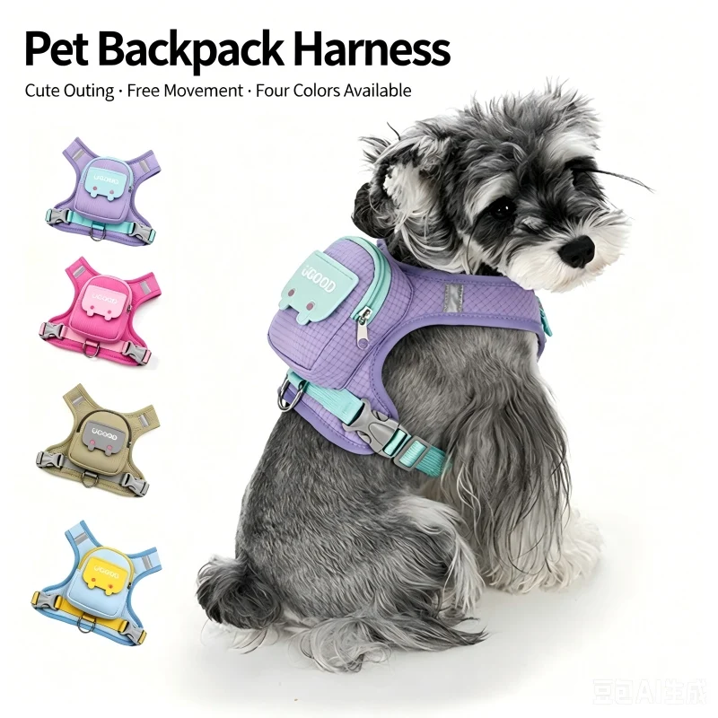 Small Pet Backpack Harness and Leash Set Adjustable Vest for Walking No-Pull Comfort Fit for Small Dogs and Cats
Small Pet Backpack Harness and Leash Set Adjustable Vest for Walking No-Pull Comfort Fit for Small Dogs and Cats