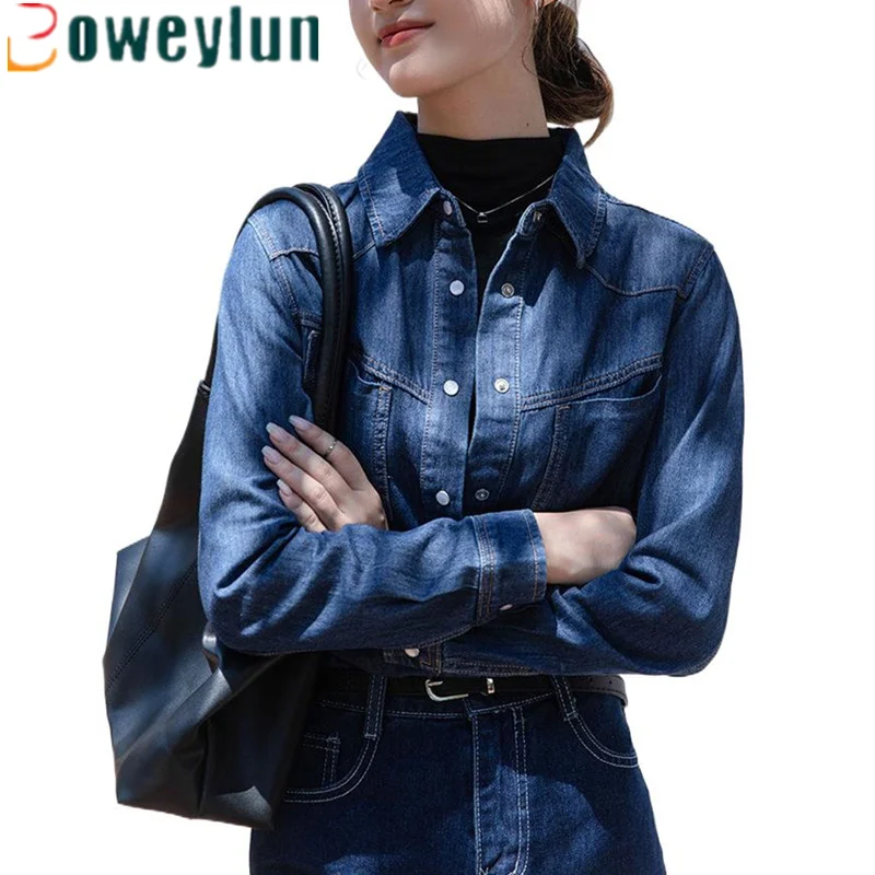 Boweylun Spring and Autumn New Casual Long-sleeved Denim Shirt Women Loose Cardigan Shirt Jacket Girls
Boweylun Spring and Autumn New Casual Long-sleeved Denim Shirt Women Loose Cardigan Shirt Jacket Girls