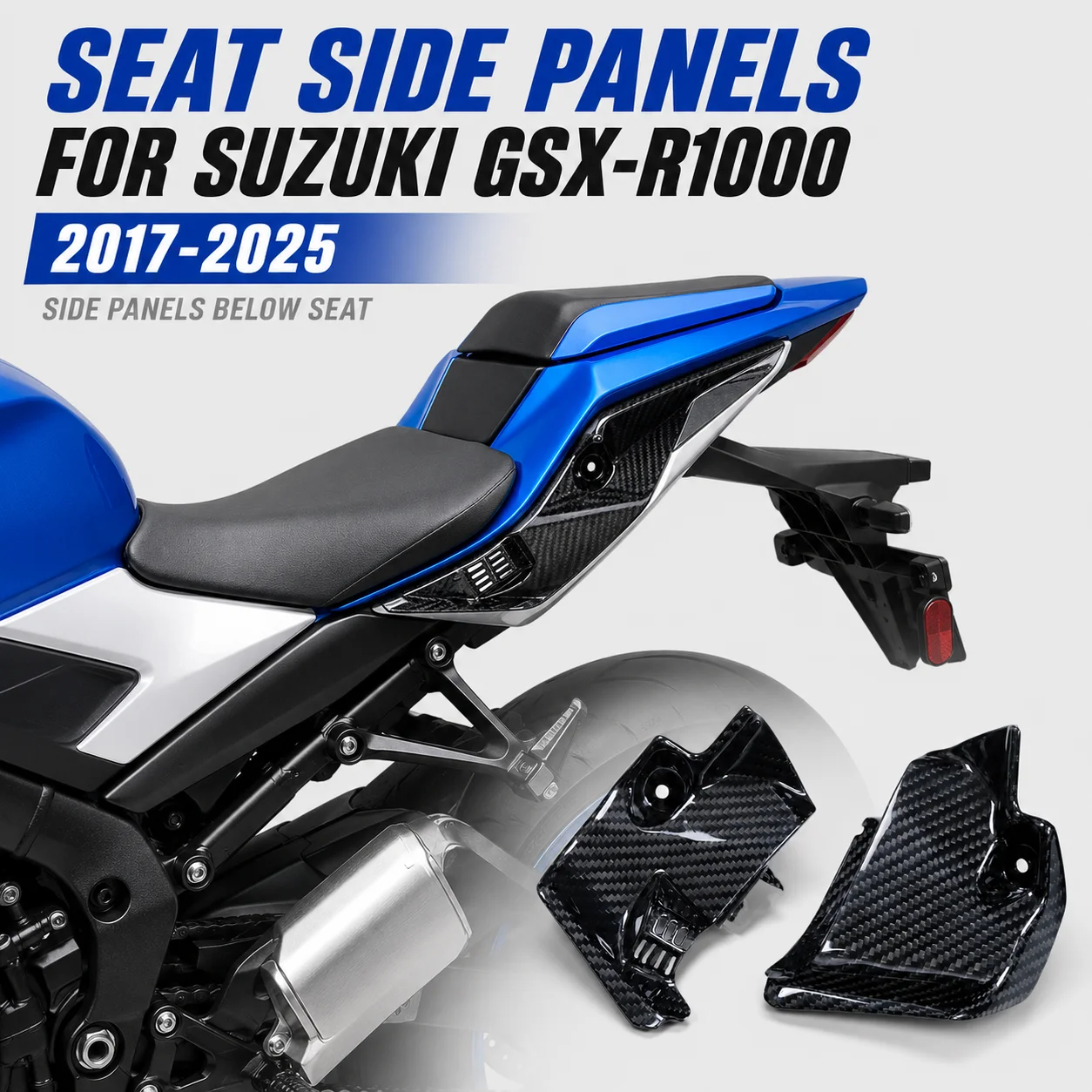 Seat Side Panels Carbon Fiber Under Seat Tail Cover for Suzuki GSX-R1000 GSXR1000 2017-2025 Motorcycle Accessories
Seat Side Panels Carbon Fiber Under Seat Tail Cover for Suzuki GSX-R1000 GSXR1000 2017-2025 Motorcycle Accessories