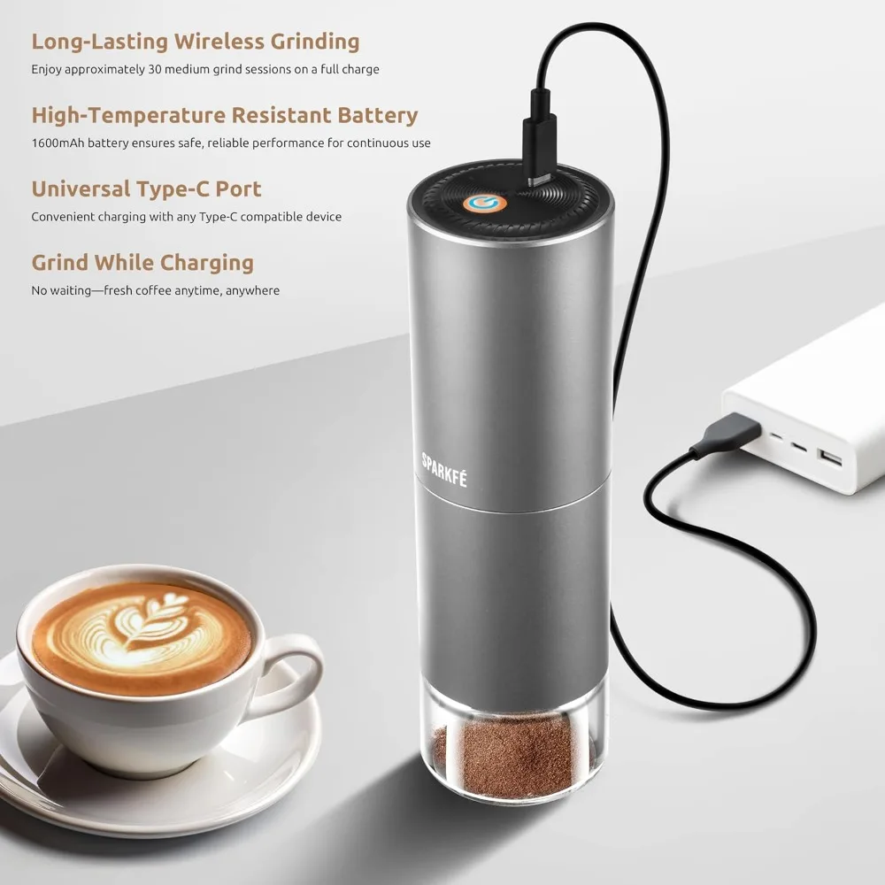 Portable Electric Coffee Grinder, Rechargeable Wireless Handheld Grinder with Stainless Steel Conical Burr 
Portable Electric Coffee Grinder, Rechargeable Wireless Handheld Grinder with Stainless Steel Conical Burr